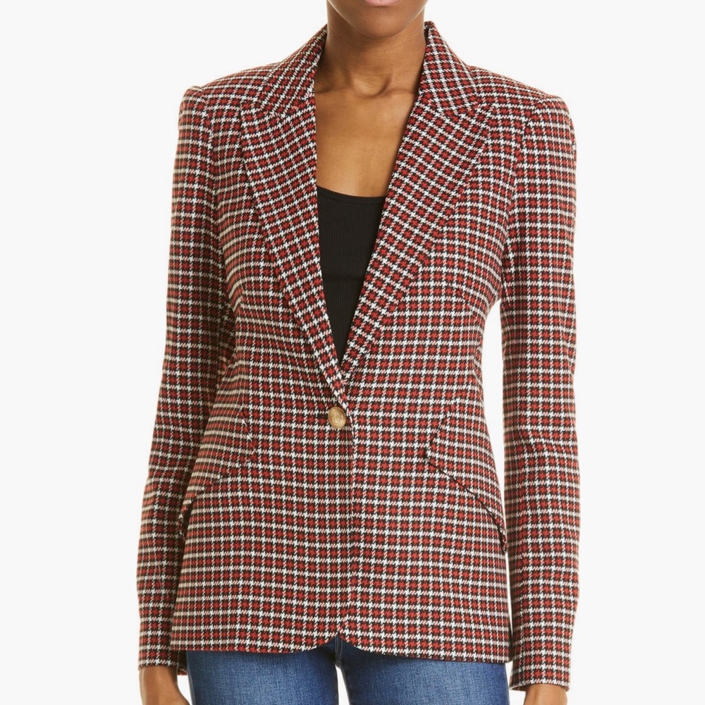 L’Agence Chamberlain Red Black Check Blazer